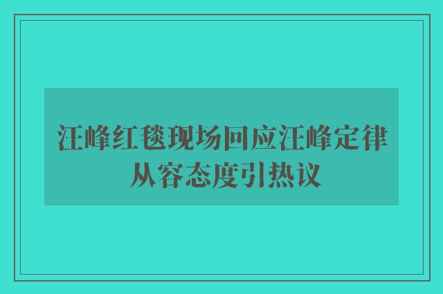 汪峰红毯现场回应汪峰定律 从容态度引热议