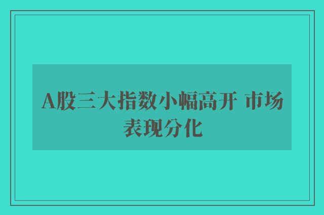 A股三大指数小幅高开 市场表现分化