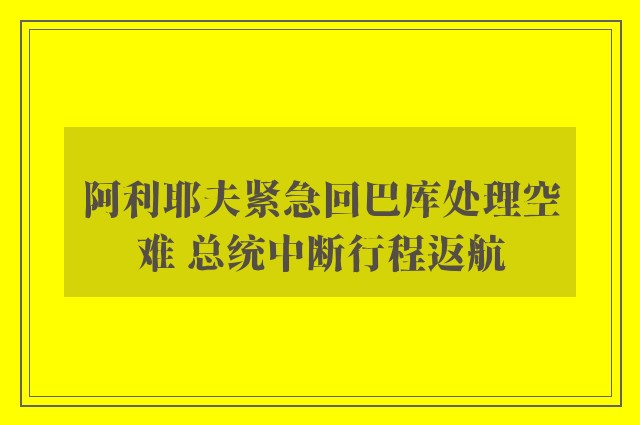 阿利耶夫紧急回巴库处理空难 总统中断行程返航