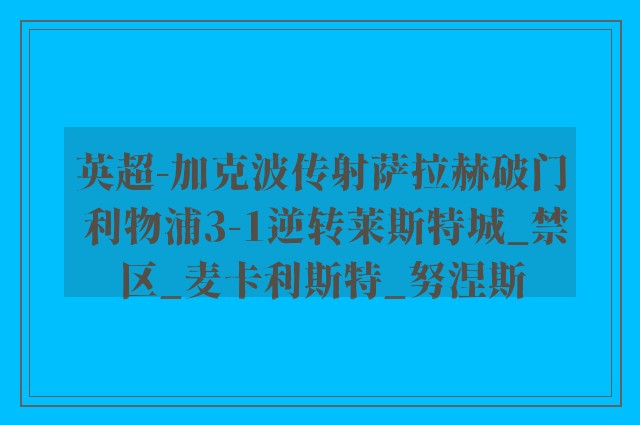 英超-加克波传射萨拉赫破门 利物浦3-1逆转莱斯特城_禁区_麦卡利斯特_努涅斯