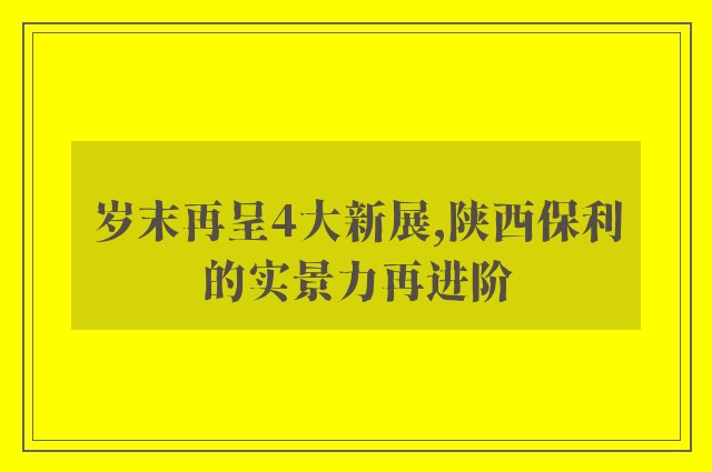 岁末再呈4大新展,陕西保利的实景力再进阶